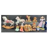 10 Decorative Figurines-Carousel Horses Bears Dogs