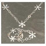 Folli Follie Silver Flowers Necklace Bracelet Set