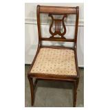 Wood Chair w Lyre Back & Upholstered Seat