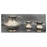 Benedict Quadruple Plate Tea Set w Sugar & Creamer