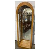 Arched Oak Curio Cabinet w Glass Sides