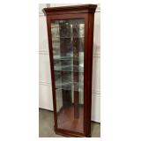 Cherry Wood Corner Curio Display Cabinet