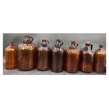 7 Vintage Brown Glass Pyrex Bleach Bottles