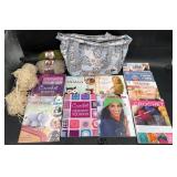 Crochet Bag w Yarn, Hooks & Books