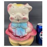 Vintage American Bisque Girl Pig Cookie Jar