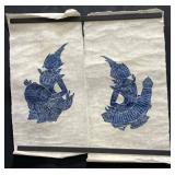 2 VintageThai Temple Rubbings On Rice Paper