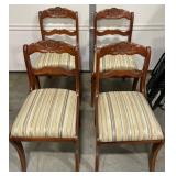 4 Wooden Chairs w Padded UpholsteredSeats