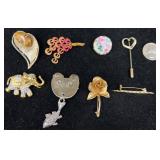Jewelry Pins & Brooches Lot w Various Designs