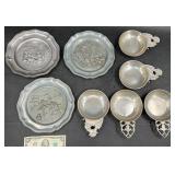 Vintage Pewter- 3 Wall Plates & 5 Daalderop Bowls