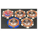 5 NBA All-Star Topps LeBron James Poker Chips 2005