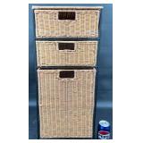 3-Drawer Wicker Side Table Storage Unit