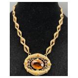 Statement Necklace wAmber-Colored Stones