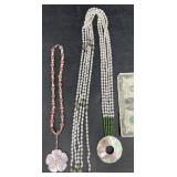 2 MOP Necklaces  Hibiscus Flower & Lariat Style