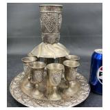 Vintage Silver-Plated Kiddush Wine Fountain Set