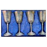 4 Vintage Wine Silver Goblets in Velvet Case