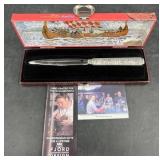 Konge Tinn Pewter Letter Opener w Viking Motifs