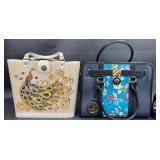 2 Purses Dasein &Vntg Enid Collins-Style Peacock