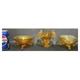 Vintage Fenton Amber  2 Glass Bowls & Compote