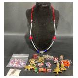 Patriotic & Holiday Jewelry w Vintage Brooches +