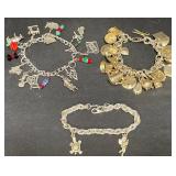 3 Vintage Charm Bracelets- SW, Sewing, Good Luck +