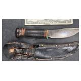 Vntg Marble's Gladstone Knife w Leather Sheath