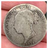 1874 Queen Victoria Young Head Silver Half Crown