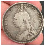 1890 Silver Double Florin Queen Victoria