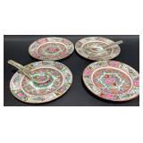 4 Chinese Rose Medallion Plates & 2 Spoons
