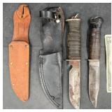 2 Fixed-Blade Knives w Sheaths