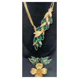 Trifari Necklace & Brooch w Lisner Swan Earrings