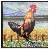 Original Crowing Rooster Painting by Blue Bond