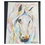 Original White Horse Painting by Blue Bond