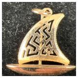 14KT Gold Sailboat Pendant 1.36 Grams