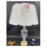 Vintage Cut Glass Table Lamp w New Shade Works