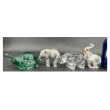 4 Figurines & Tealight Holders Elephants & Turtle