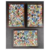 3 Vintage Marble Collections in Display Cases