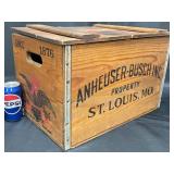 Vintage Anheuser-Busch Wooden Crate w Hinged Lid
