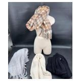 4 New Scarves  Plaid, Gray & Black, Cream
