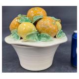Vntg Italian Majolica Pottery Fruit Basket Topiary