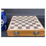 Carved Marble Chess Game Set w Wood Box