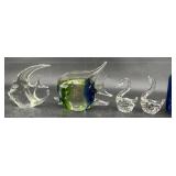 4 Glass Figurines  Fish & Swans