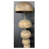 Antique Hanging Tiered Etched Brass Temple Bells