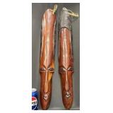 2 Carved Wooden African Tribal Masks Wall Decor