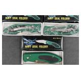 3 Navy Seal Folding Knives w Boxes Frost Cutlery