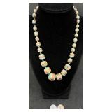 Venetian Murano Bridal Cake Necklace w Earrings