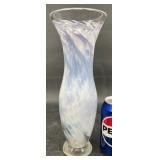 Hand-Blown Purple & White Swirled Art Glass Vase