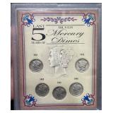 Last 5 Years Silver Mercury Dimes Set 1941-1945