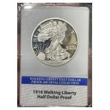 1916 Walking Liberty Half Dollar Proof Replica LE