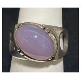 14KT White Gold w Lavendar Jade Stone Ring Sz 6
