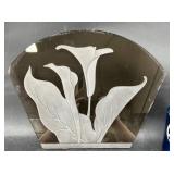 Etched Smoked Glass Panel w Lily Design